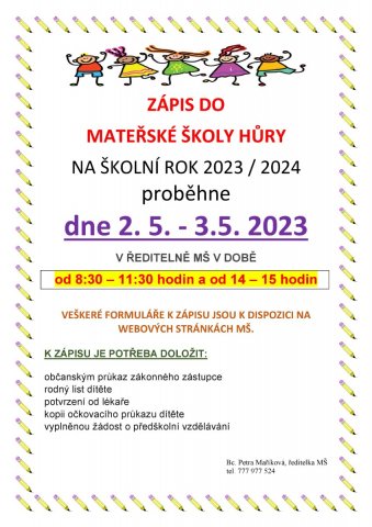 Zápis do MŠ Hůry